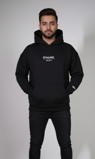 Oversized Black Hoodie (STWD) – Premium Cotton Comfort